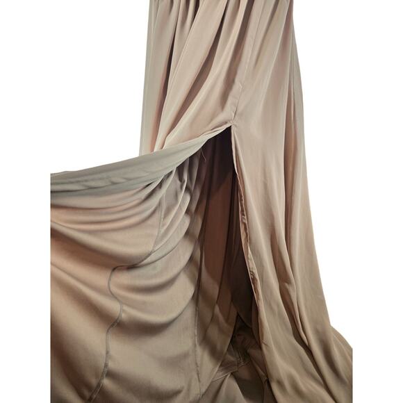 Lulus Heavenly Hues Taupe Sleeveless Plunge Neckline Chiffon Maxi Dress XS - Picture 4 of 9